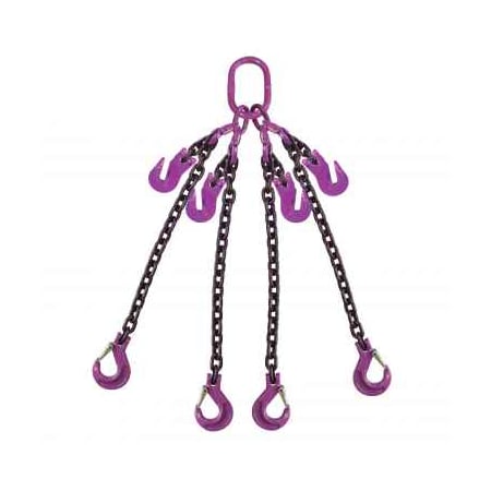 Us Cargo Control 3/4" x 20' - Adjustable 4 Leg Chain Sling w/ Sling Hooks - Grade 100 34G100QOSA-20